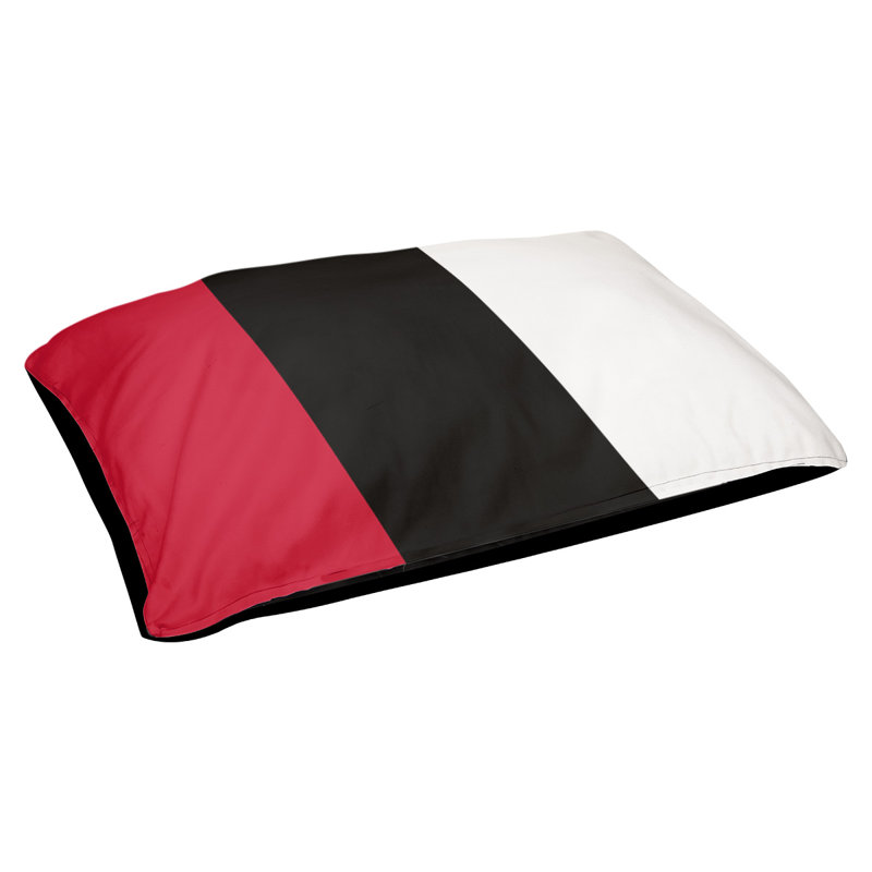 Coussin rectangulaire designer Tampa Bay, Grand (L 40 po x l 50 po), Rouge / noir / blanc