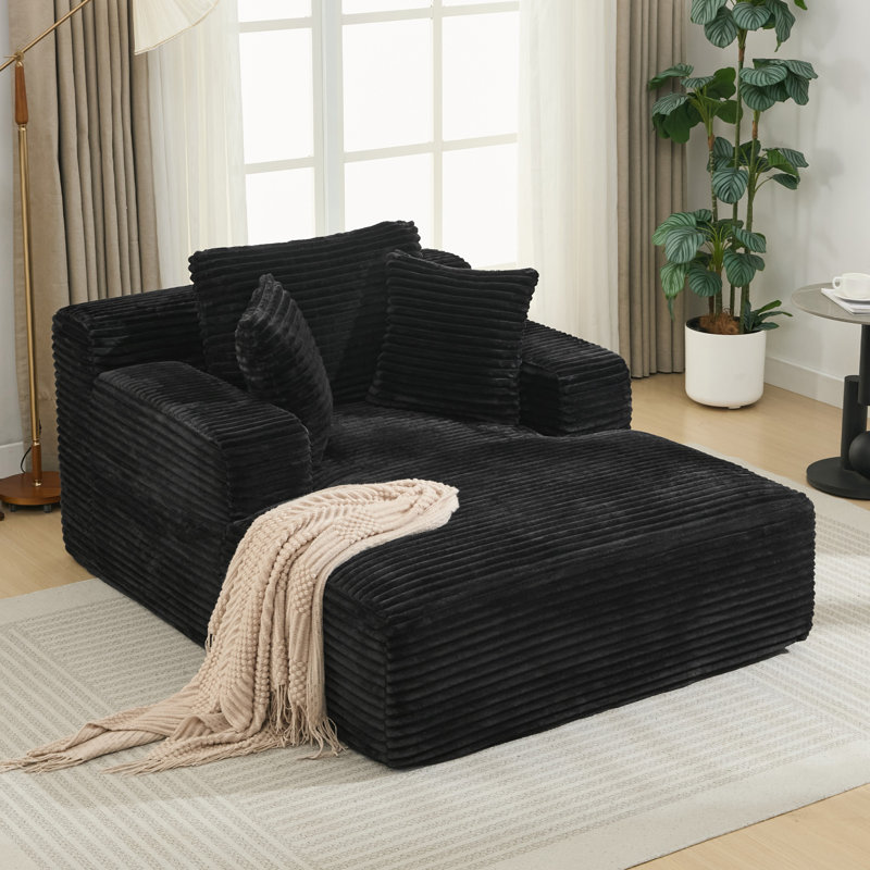 Canapé-lit double rembourré avec accoudoirs amovibles 48,8 po, Noir