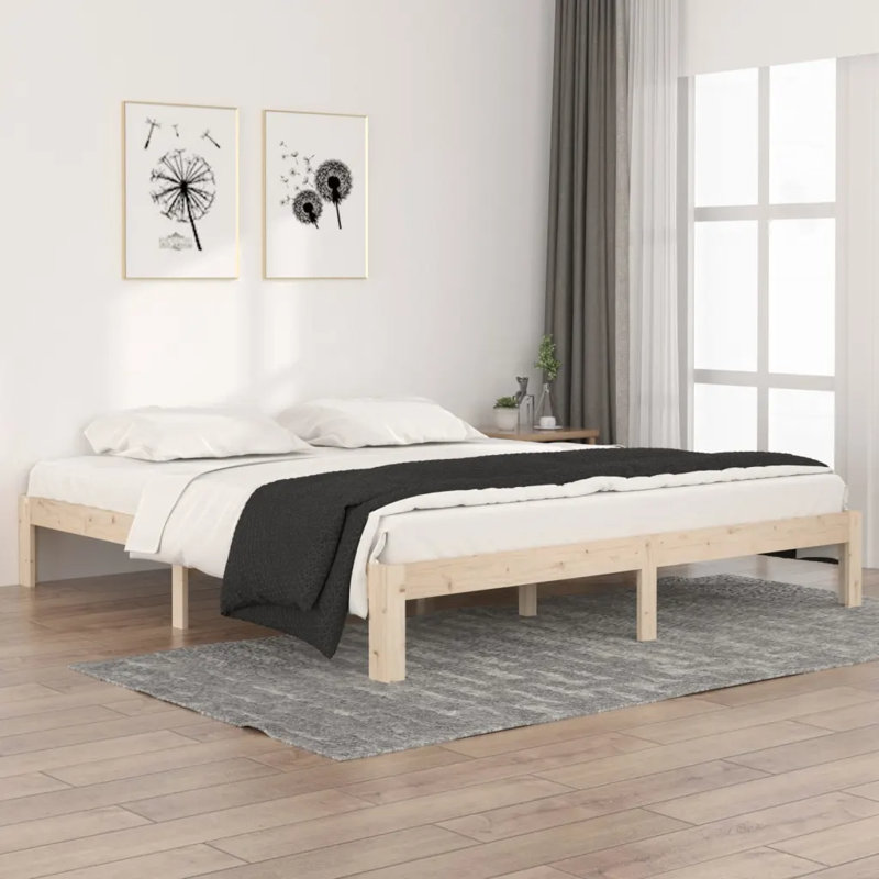 Bed Frame Solid Wood, Natural, Super King (6')