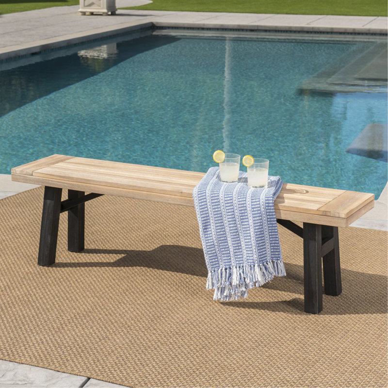 Banc d'extérieur avec panneau à lattes et structure en bois d'acacia, naturel et gris, 1