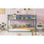 Lit superposé bas simple au-dessus de simple, lit superposé au sol avec échelle, lit superposé simple en bois massif pour et junior, gris-1740657887