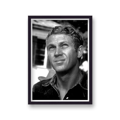 Steve Mcqueen On Set Denim Shirt 2 B&W - Single Picture Frame Print