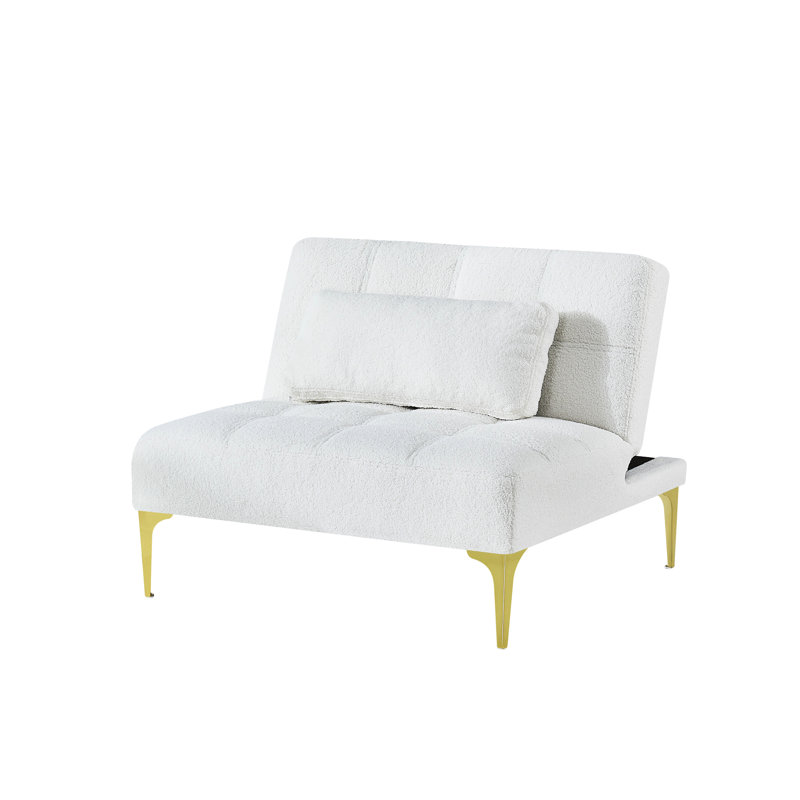White Fabric Made Convertible Bed Futon With Gold Legs To And, White