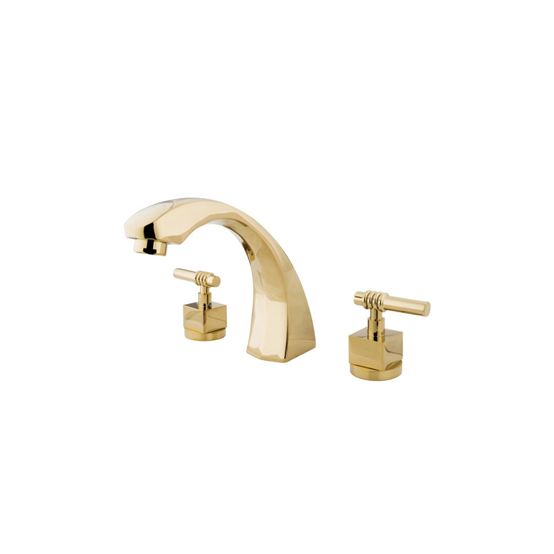 Fortress Double Handle Deck Mounted Roman Tub Faucet, Polished Brass