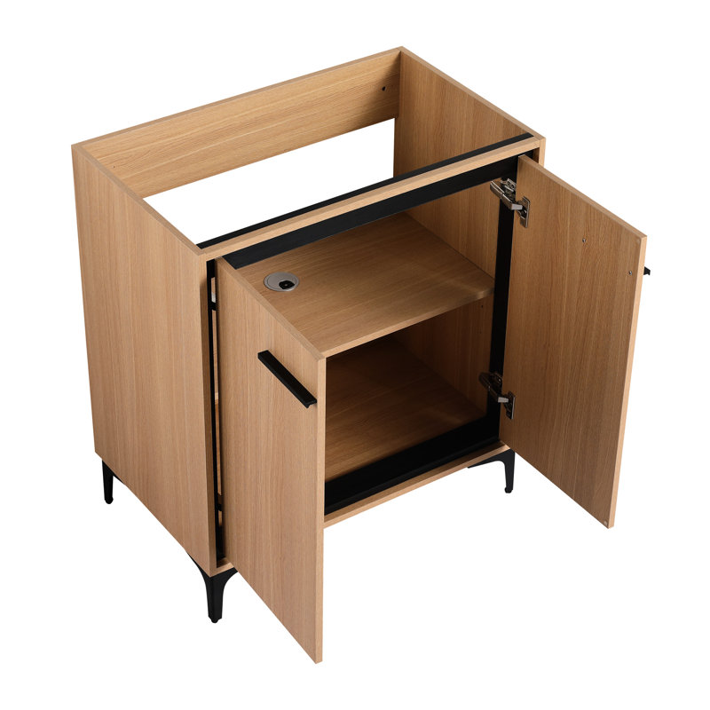 Base de meuble-lavabo 30 po, armoire couleur chêne, rangement spacieux, bois d'ingénierie, portes de conception américaine de 30 po pour les articles,