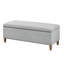 Banc de rangement gris avec pieds en bois massif et grand espace intérieur à fermeture douce