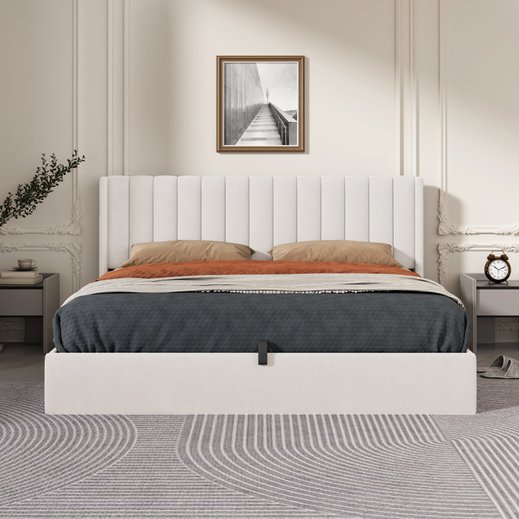 Daizia Hydraulic Lift Up Storage Platform Bed Full Size 