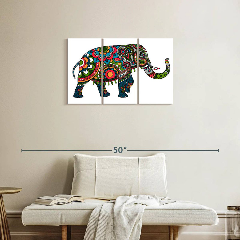 Brampt Floral Doodle Elephant, 20" H x 33" W