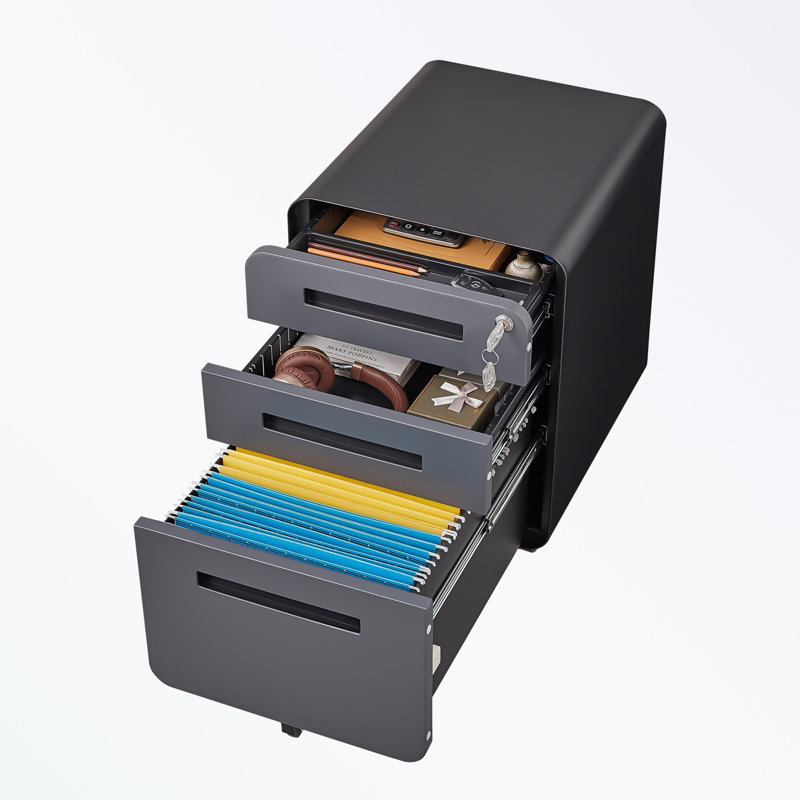 Mekala 15.75'' Wide 3 - Drawer Filing Accent, Dark Gray/Black