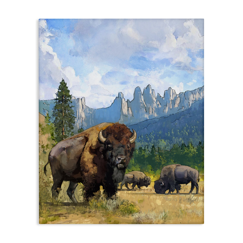 Toile abstraite «Bison» du désert, conception par David Owens, H 20 po x l 16 po