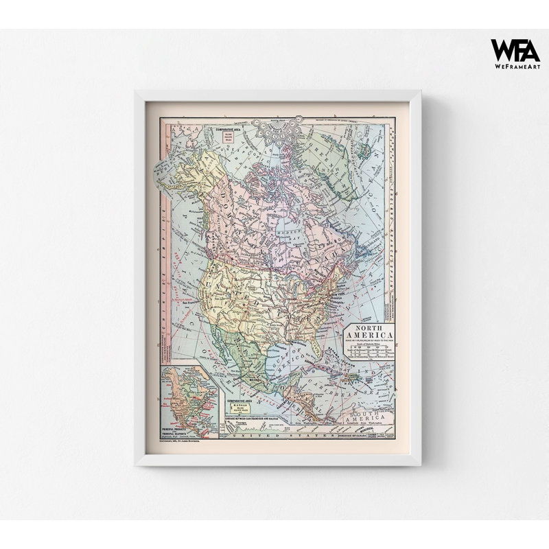 Reproduction murale de la bibliothèque Atlas, Reproduction encadrée avec passe-partout, H 10 po x l 8 po, Blanc