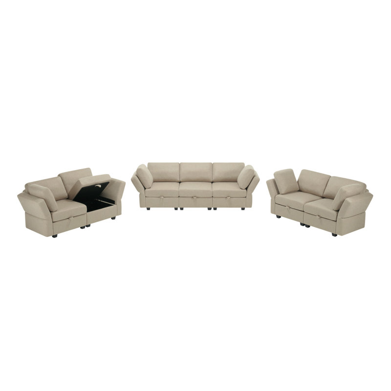 Ensemble de canapé modulaire confortable pour le salon avec fonctions réglables, Beige