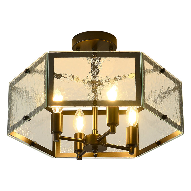 4- Lights Hexagonal Semi Flush Mount