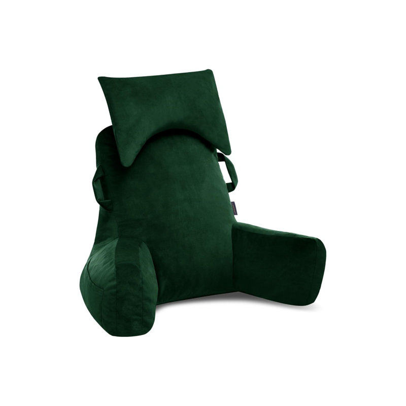 Portable Reading Pillows With Headrest For Bed Sitting Up, Back Pillow With Arms & Pockets,For Dorm/Reading/Watching/Gaming