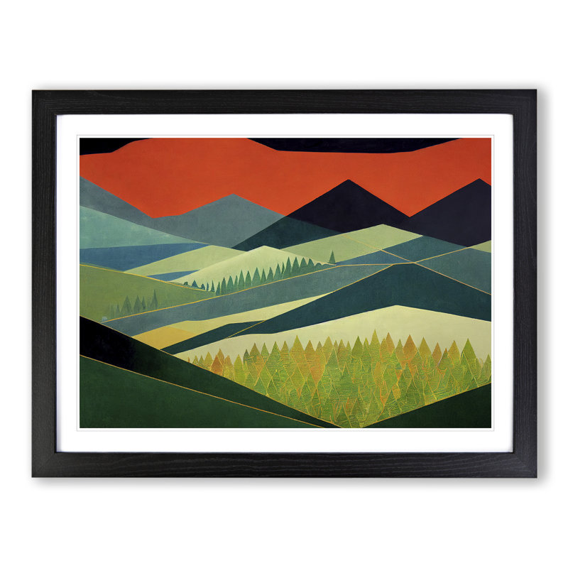 XH1022-6816X Peaceful Abstract Forest 1 Piece Wall Art, 46cm H x 64cm W x 2cm D, Black Framed