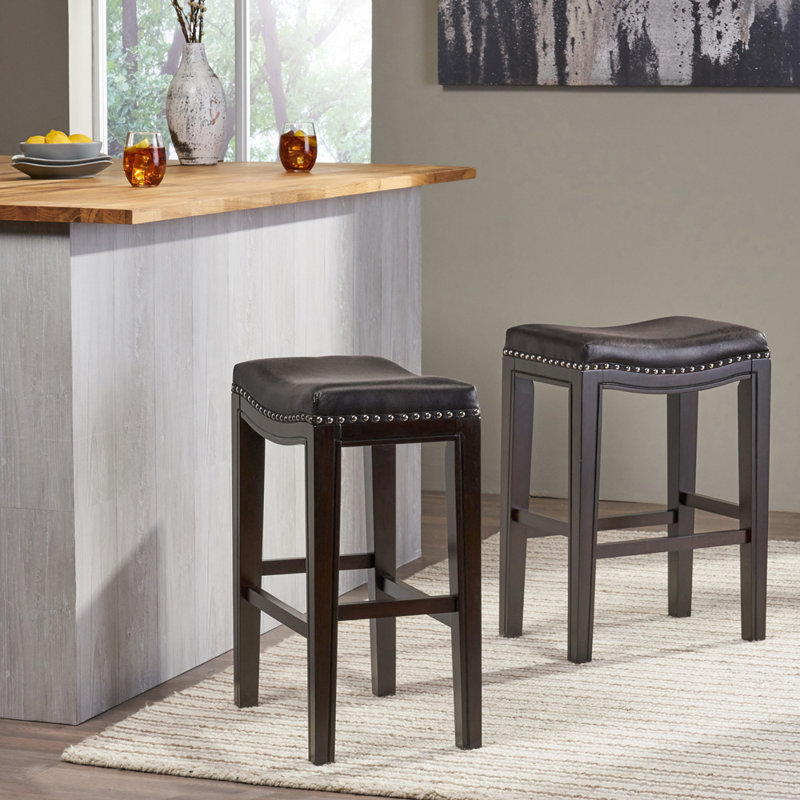 Asela Upholstered Counter Stool, Charcoal Brown, Charcoal Brown, Counter Stool (26.2" Seat Height)