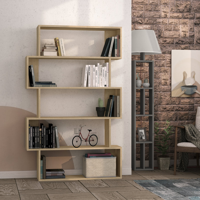 Chappel Asymmetric Freestanding Bookcase | Modern Design & Ample Storage, Oak