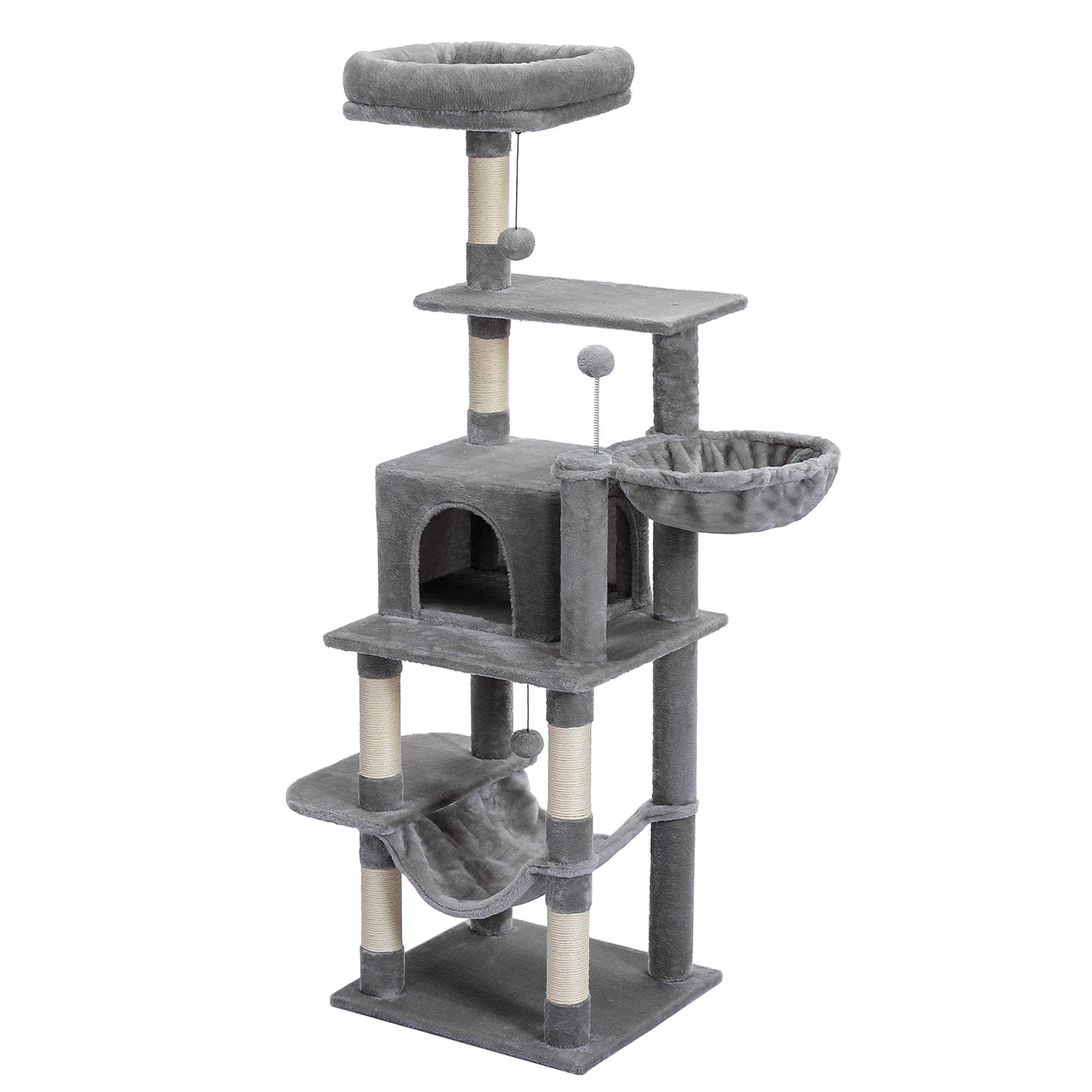 Latitude Run® 60-inch cat tree with apartment, cat hammock, natural ...