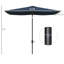 Parasol de table rectangulaire bleu 6,5 pi x 10 pi, parasol d'extérieur avec manivelle ferme, dispositif d'inclinaison et protection de plus de 50 po en bleu, grande protection réglable