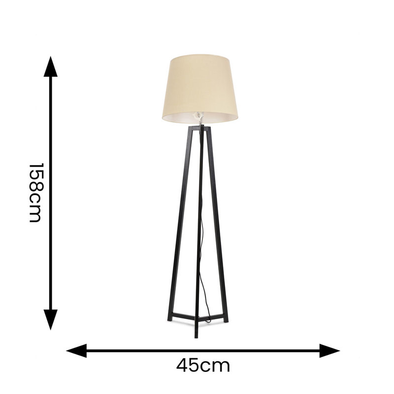Rhavyn 148cm Traditional Floor Lamp, Matte Black, Beige