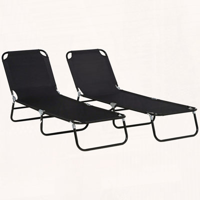 2-Piece Folding Chaise Lounge Chair Set with 5-Level Reclining