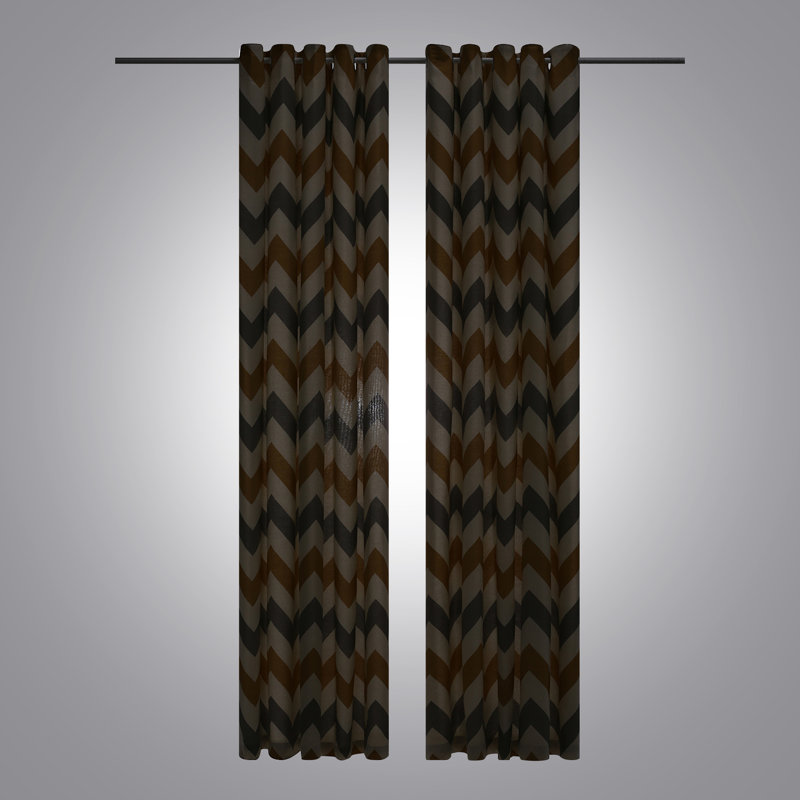 Cotton Sheer Curtain Pair, Width 117 x Drop 183 cm, Ochre