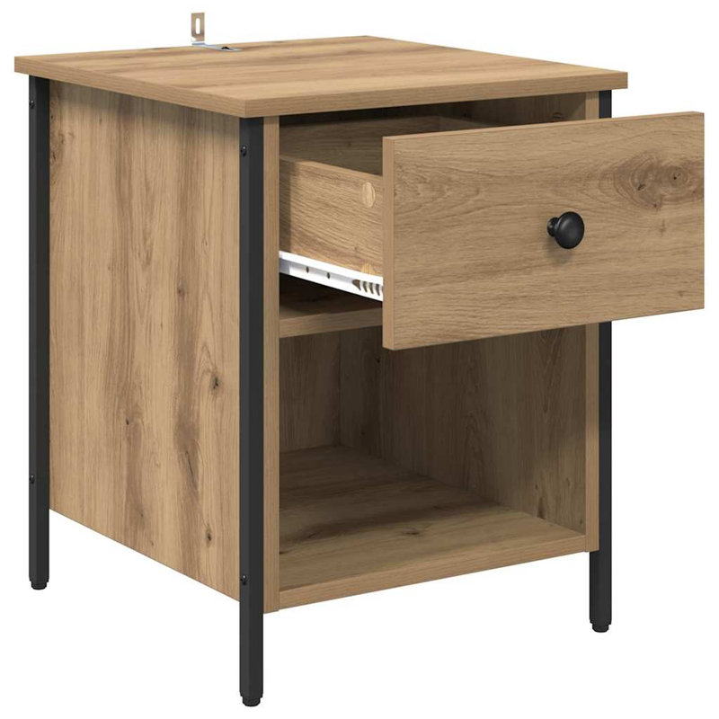 40cm W Manufactured Wood Bedside Table, Artisan Oak