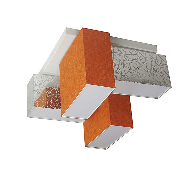 Partida Fabric Semi Flush Mount, Silver and orange
