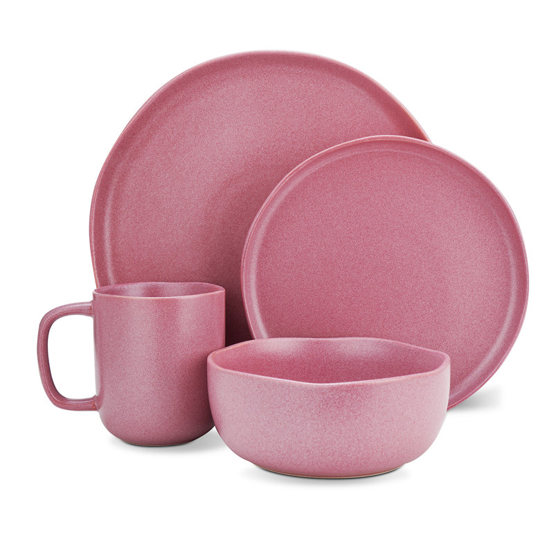 Olive Green Ceramic 32-Piece Dinnerware Set with Variegated Glaze