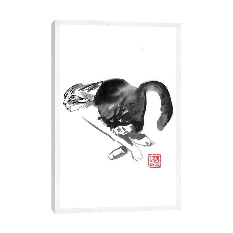 Running Cat by Péchane - Print on Canvas, White Framed, 152.5 cm H x 101.5 cm W