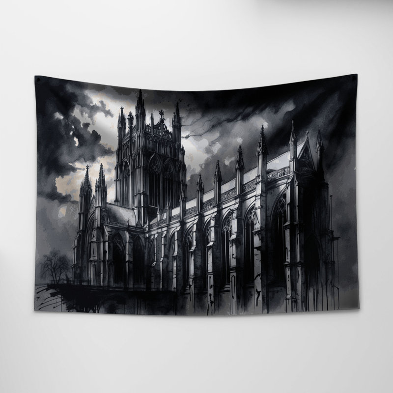 Tapisserie murale d'Halloween architecture gothique, 88 po x 104 po