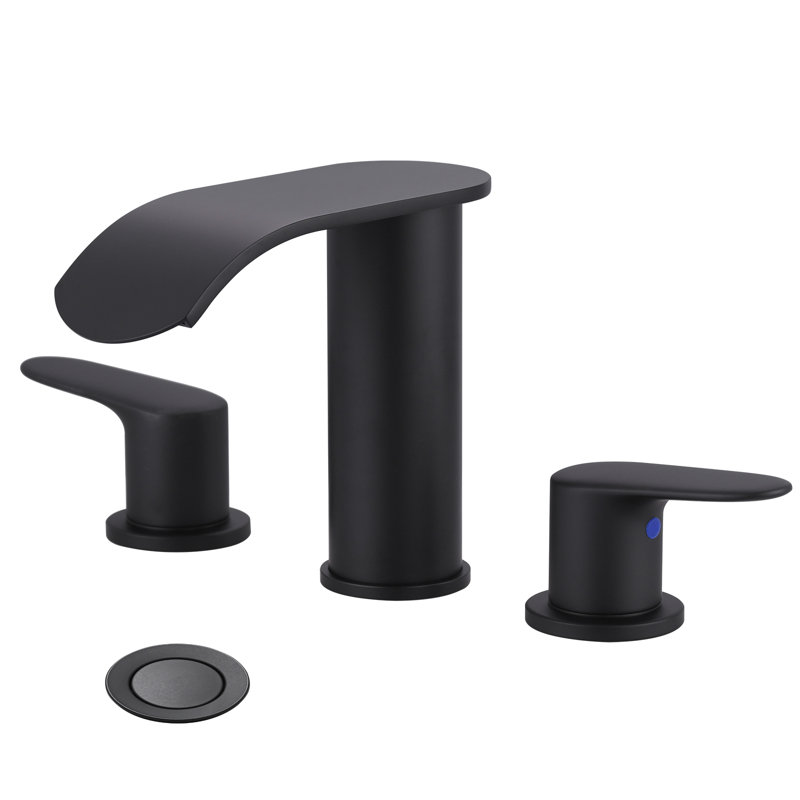 2-handle Bathroom Faucet with Drain Assembly, Matte Black