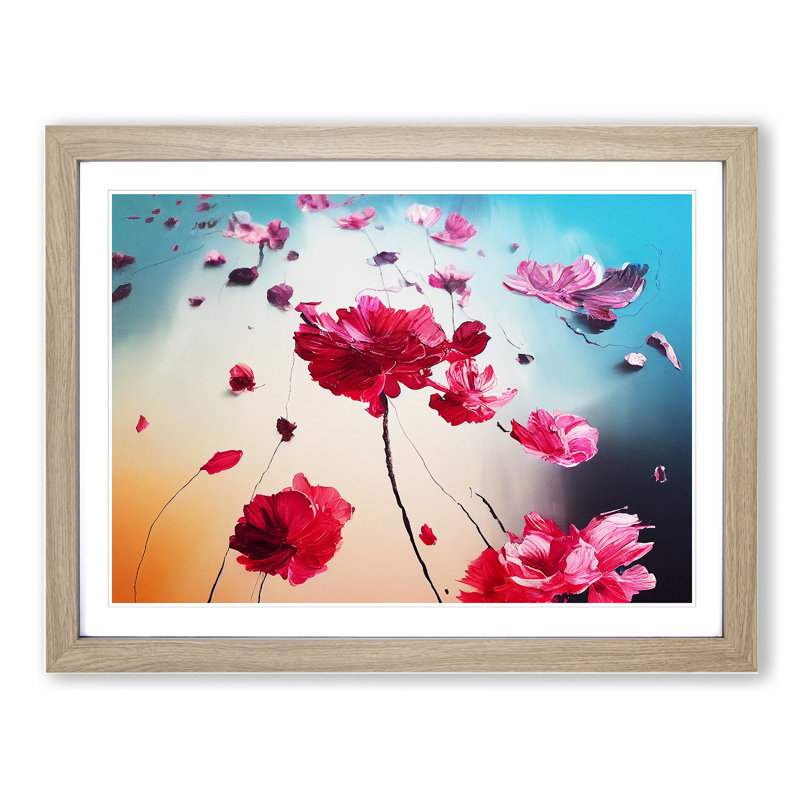 Ethereal Modern Flowers - Framed Print, 25cm H x 34cm W x 2cm D, Oak