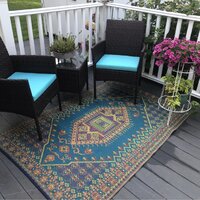 Mad Mats FM-OTU69-AQ1 6 x 9 ft. Turkish Indoor & Outdoor Rug Aqua