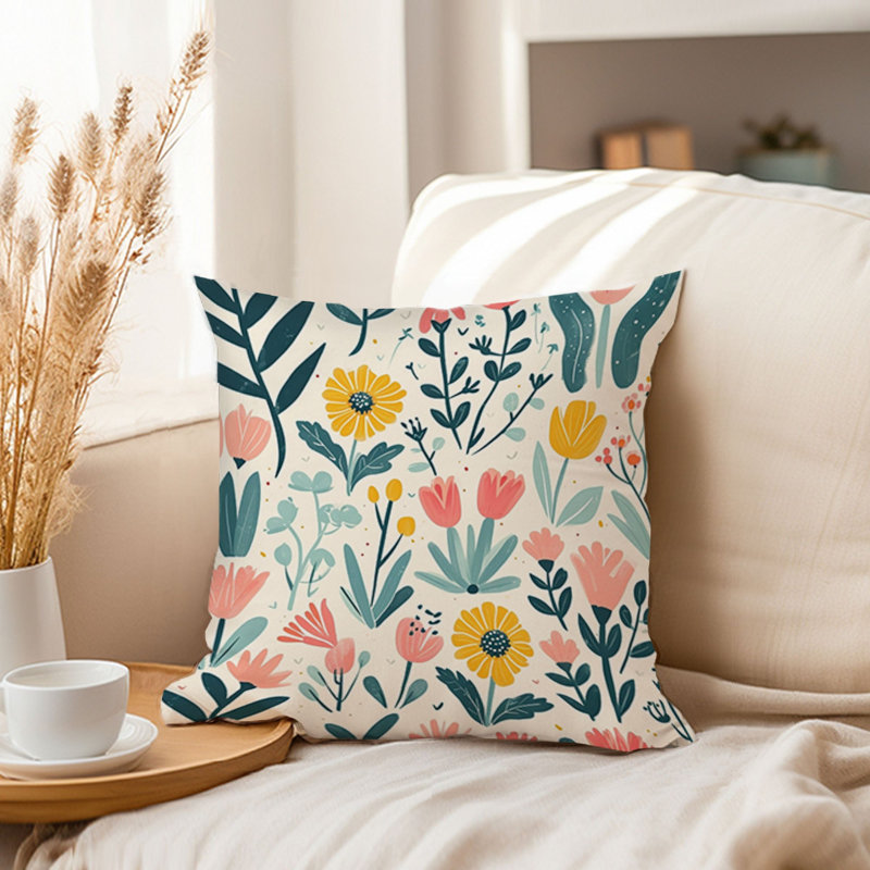 Botanical Floral Pattern IX Plants Scandinavian, 16"H x 16"W