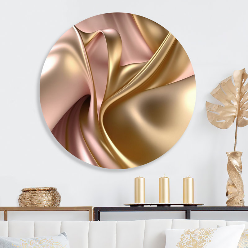 Minimal liquide or et vagues taupe VII - impression sans cadre, L 16 po x H 16 po
