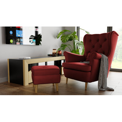 Lattingtown Wingback Chair with Footstool