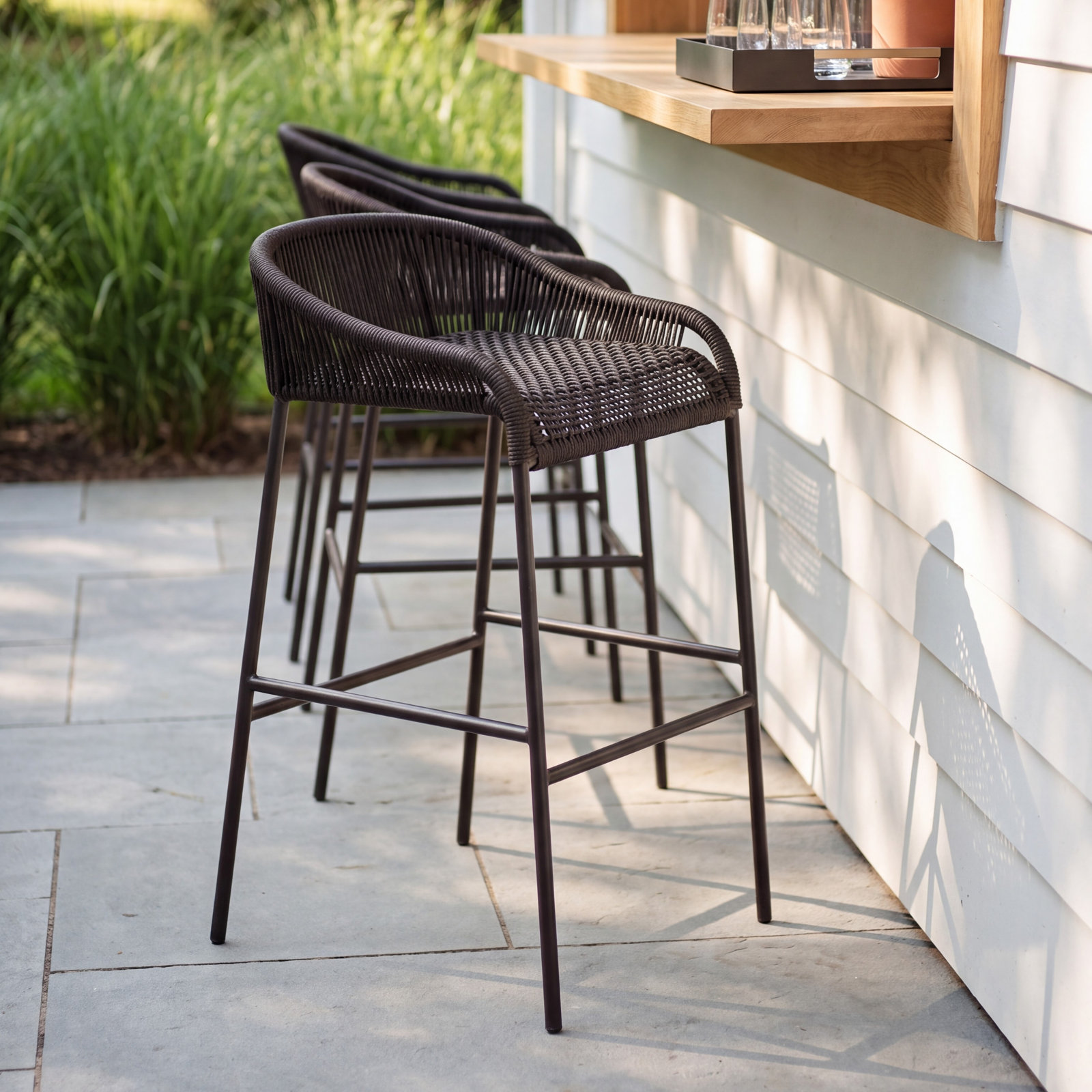 Belmont Patio Bar Stool, Black, 28" H