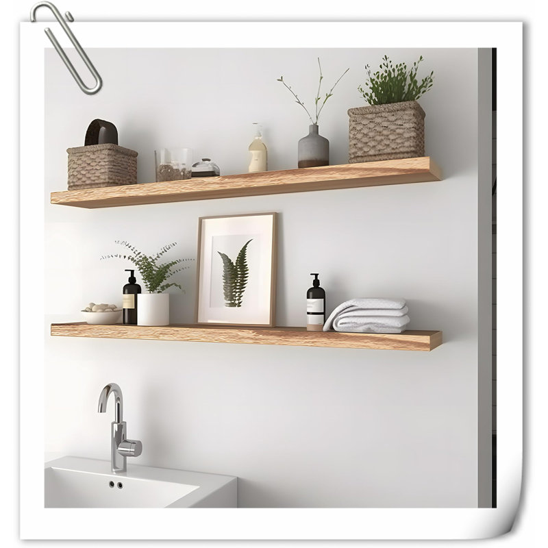 Wimer 3 Piece Solid Wood Floating Shelf, Light Brown