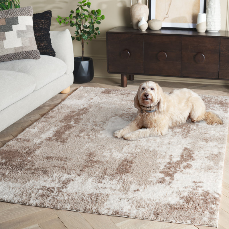 Tapis abstrait à poils longs Naftali Penelope, Rectangle 5 pi 3 po x 7 pi 6 po