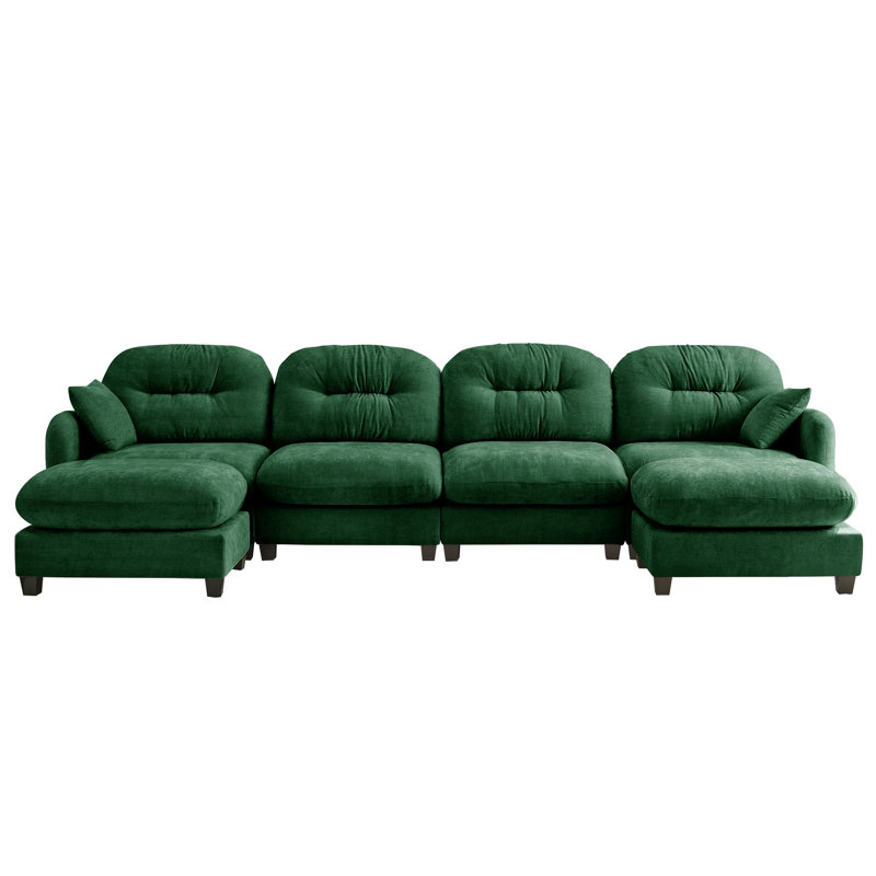 Canapé modulaire en U modulaire à 4 sections, design, éponge haute, courbe ergonomique, et un arrangement utile pour la chambre à coucher avec 4 sièges, tissu chenille, coussin, siège, une disposition flexible dans la maison