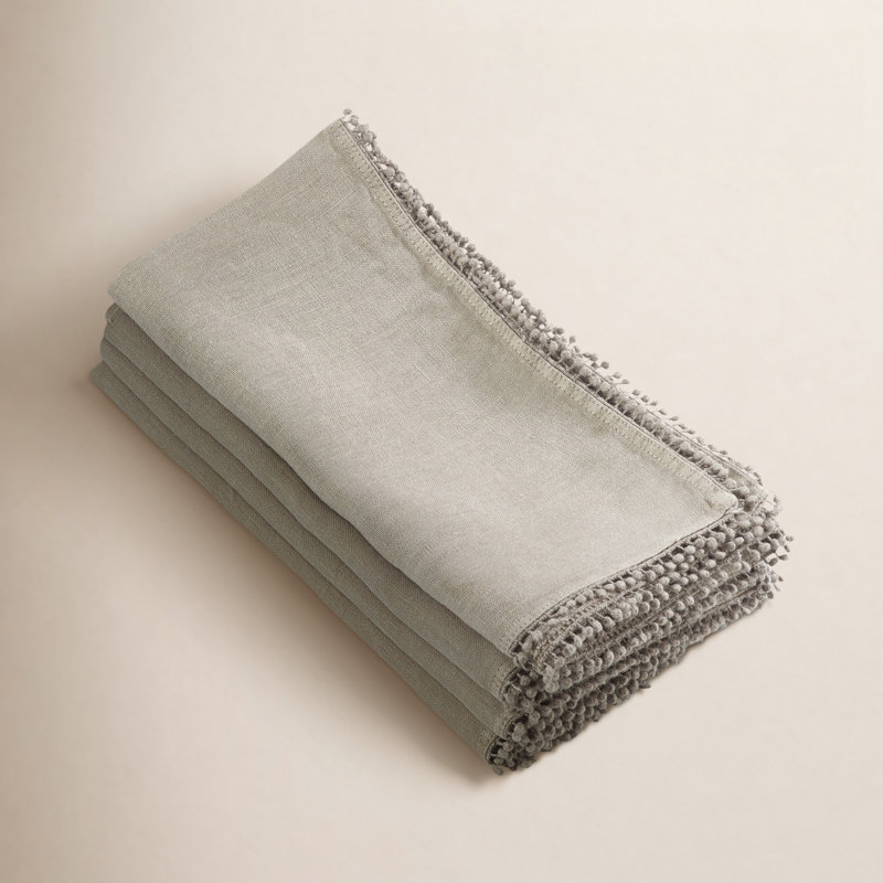 Serviette 20 po Trezza Pom Pom, Naturel