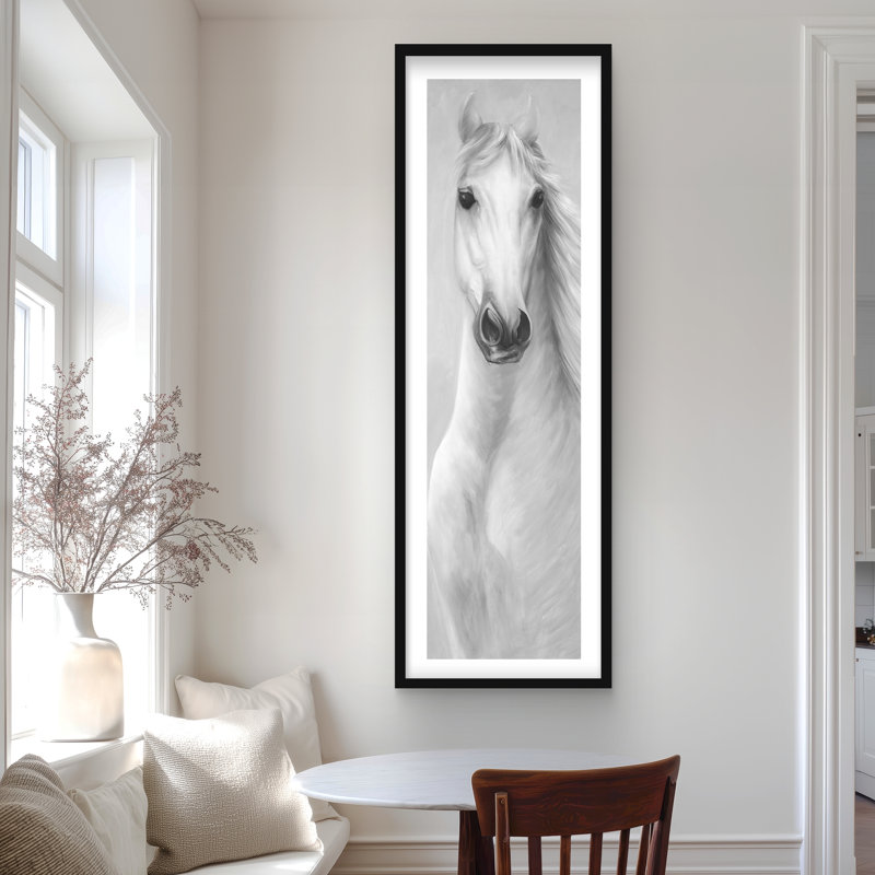 «Monight Mighty White Horse - Gray Horse», reproduction encadrée, H 60 po x l 20 po