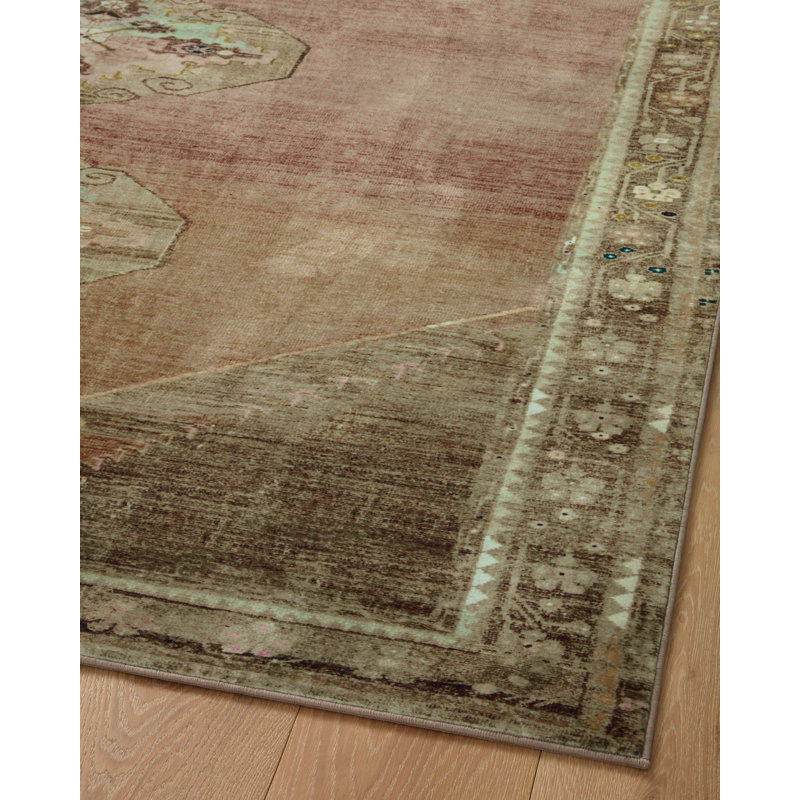 Sinclair Clay Tobacco 9' x 12' Washable Synthetic Area Rug