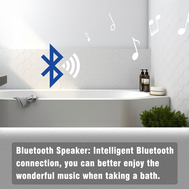 80x60cm Rectangular LED Mirror with Bluetooth,Adjustable LED Brightness,3 LED Colors,Anti-fog, 60cm x 80cm