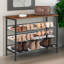 15 Pair Shoe Rack 4 Tier Industrial Rustic Brown Shoe Storage Entryway Hallway Furniture