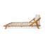 Grand lit, tête de lit tapissier beige, bois d'acacia brun naturel