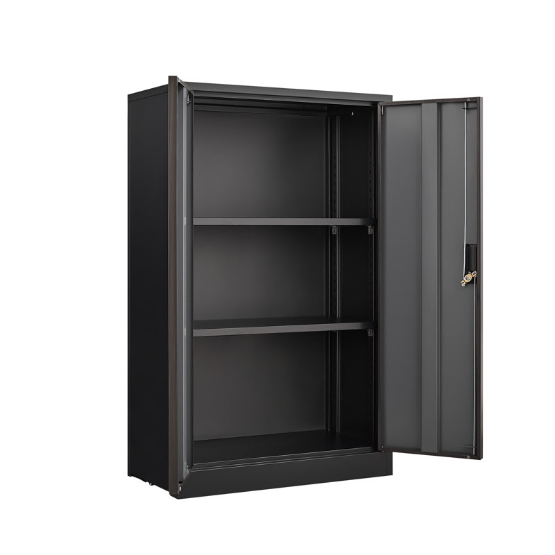 Metal Storage Cabinet With Locking Doors And Adjustable Shelf, Brown