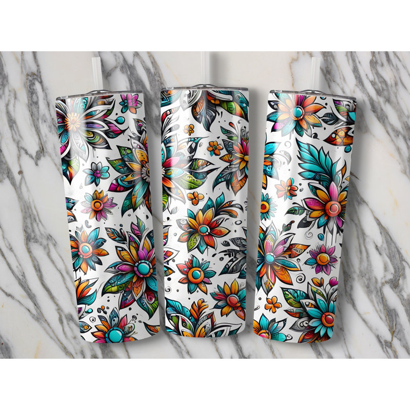 Choose Handmade Tumblers 591ml Vacuum Insulated Stainless Steel (18/8) Travel Tumbler with Straw