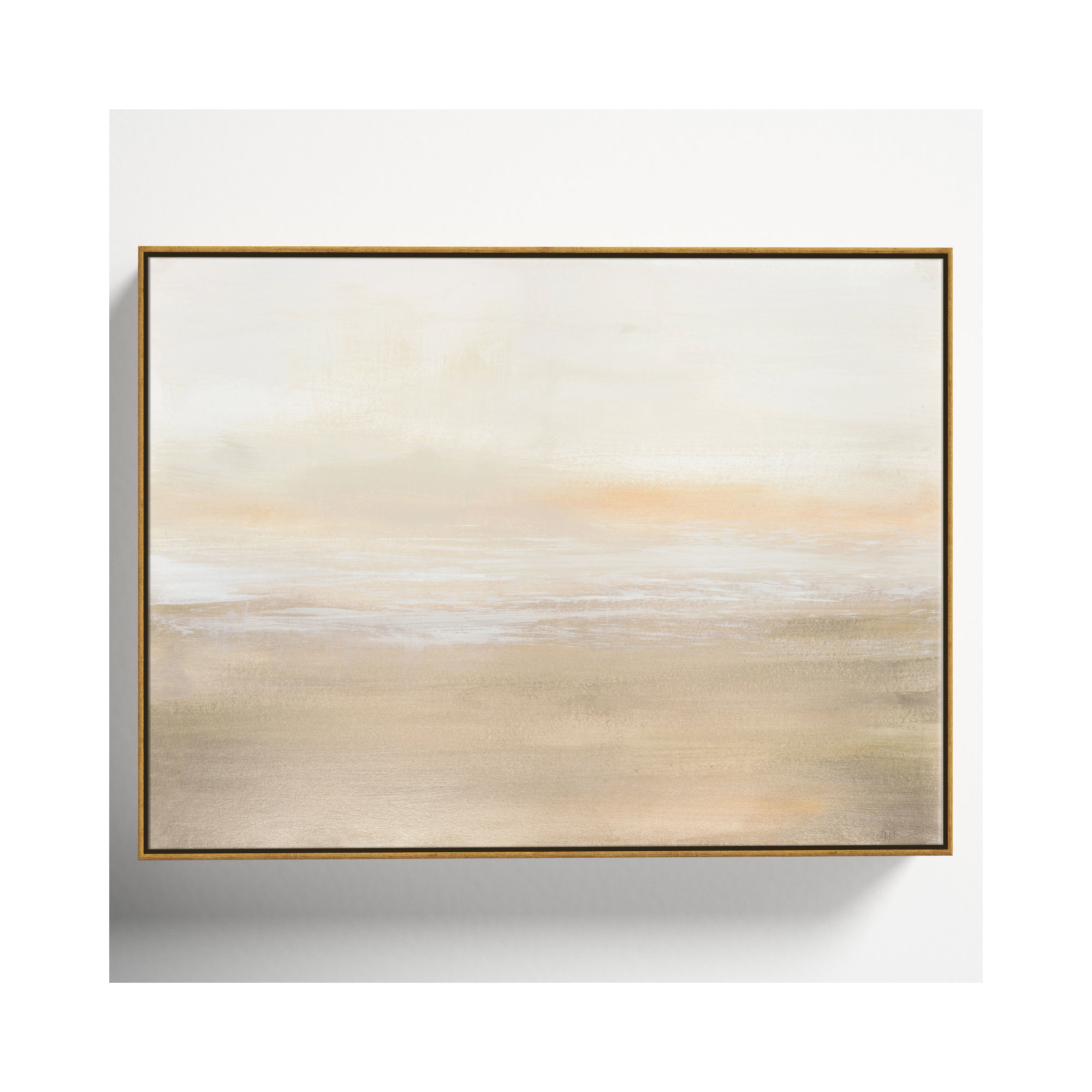 Morning Calm - Floater Frame Painting on Canvas, Gold Framed, 12" H x 16" W x 2" D